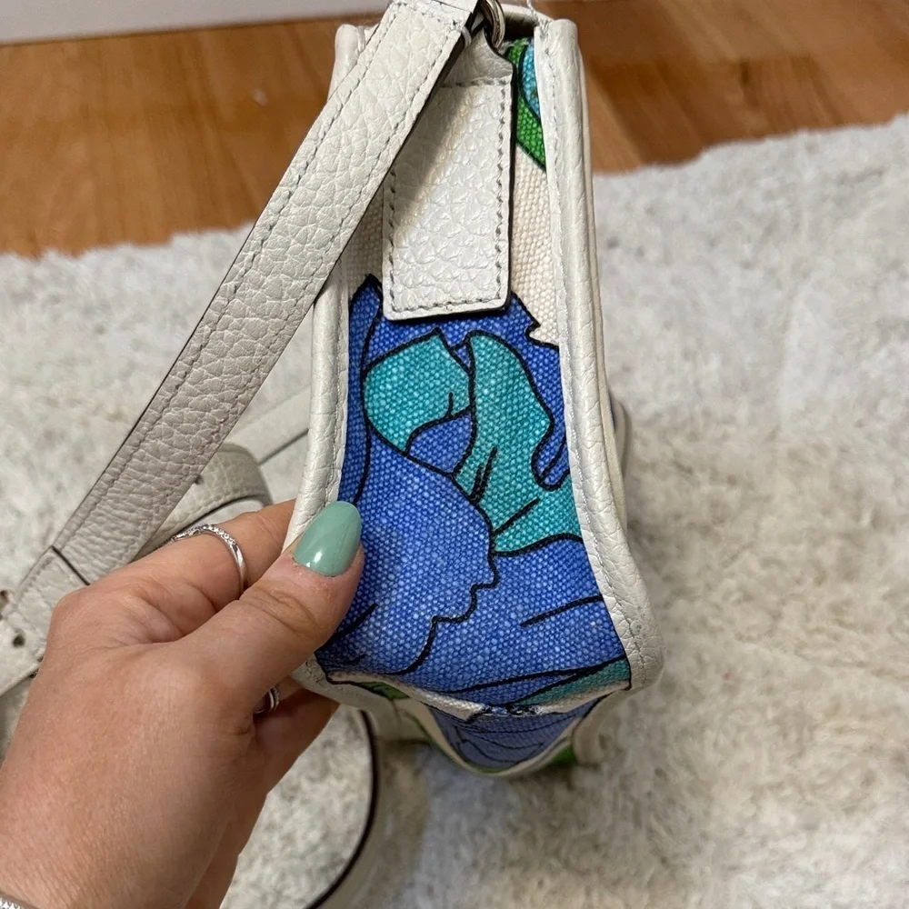 Kate Spade Cream and Blue Floral Crossbody Bag